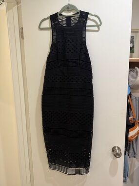 Stylestalker Black Lace-Effect Midi Dress